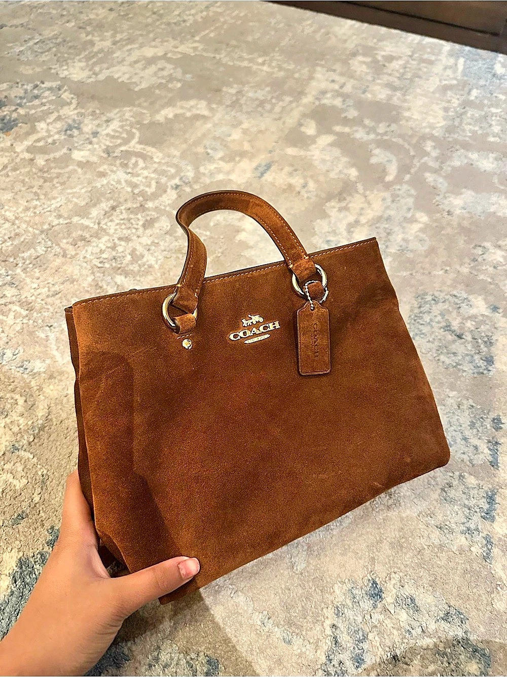 Coach Station Carryall Bag Suede Tote in Brown NWT